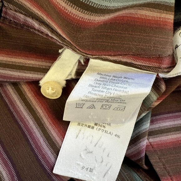 Eddie Bauer Shirt Wrinkle Resistant Size L Striped Red Green Button Front - Picture 9 of 10